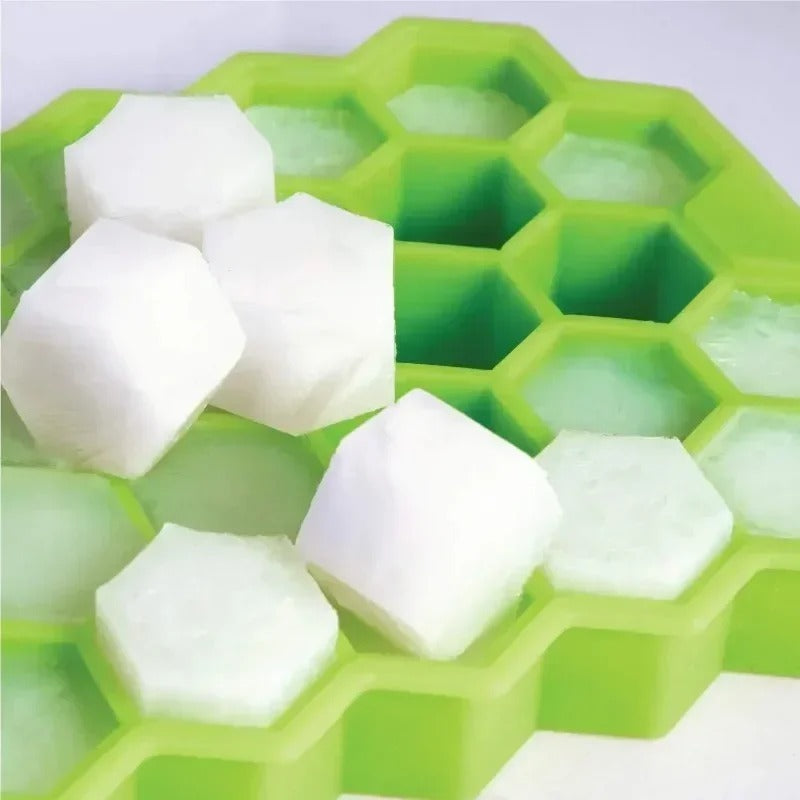 Silicone Hexagon Ice Cube Tray With Lid
