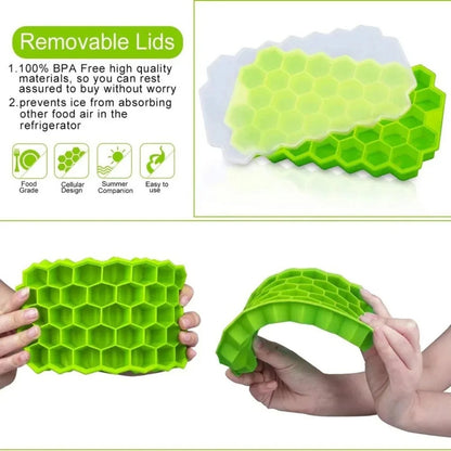 Silicone Hexagon Ice Cube Tray With Lid