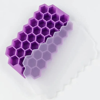 Silicone Hexagon Ice Cube Tray With Lid