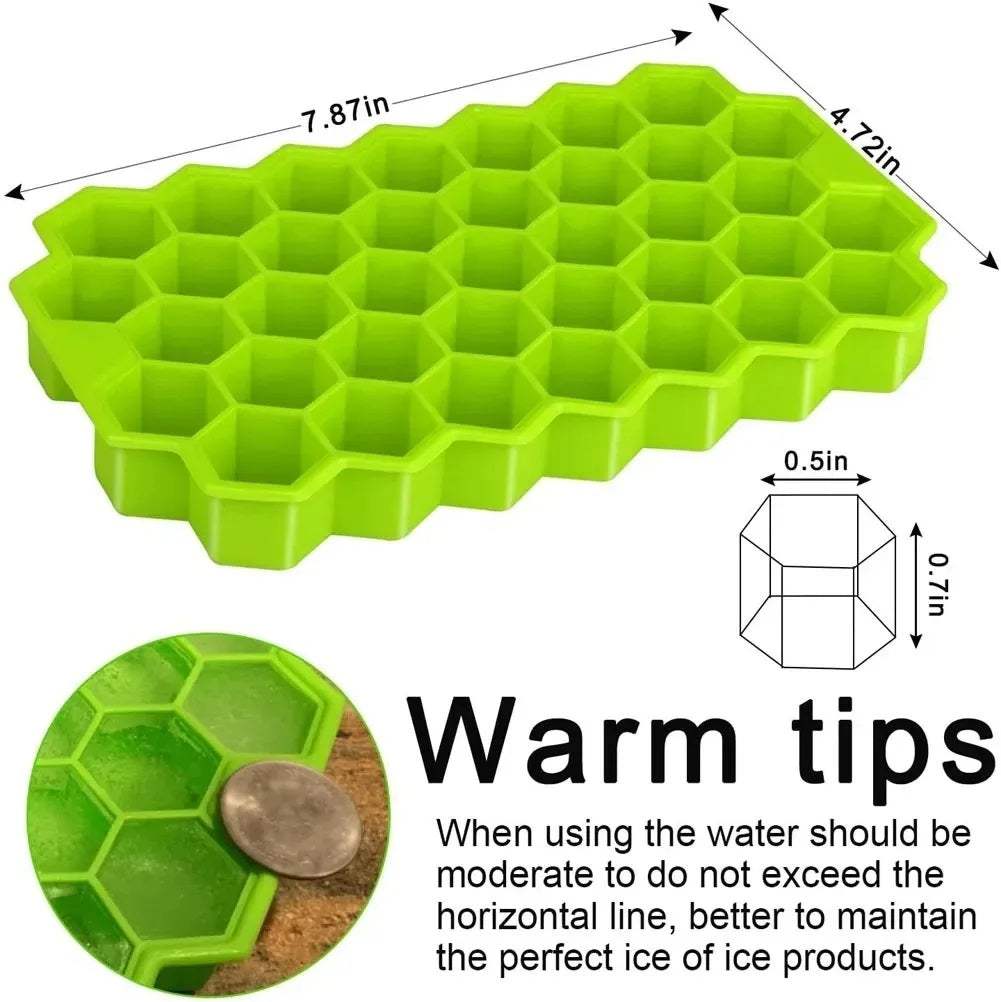 Silicone Hexagon Ice Cube Tray With Lid