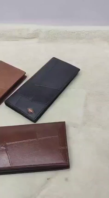 Leather  Long Wallet - Model 001 (Unisex)