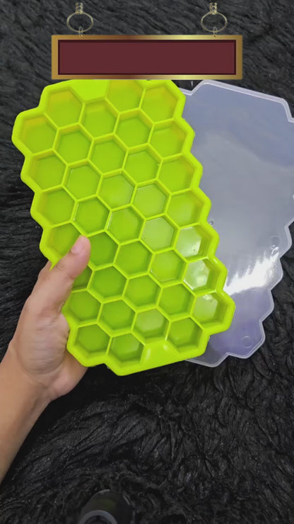Silicone Hexagon Ice Cube Tray With Lid