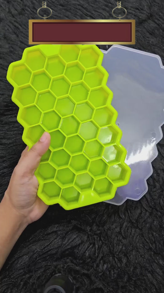 Silicone Hexagon Ice Cube Tray With Lid